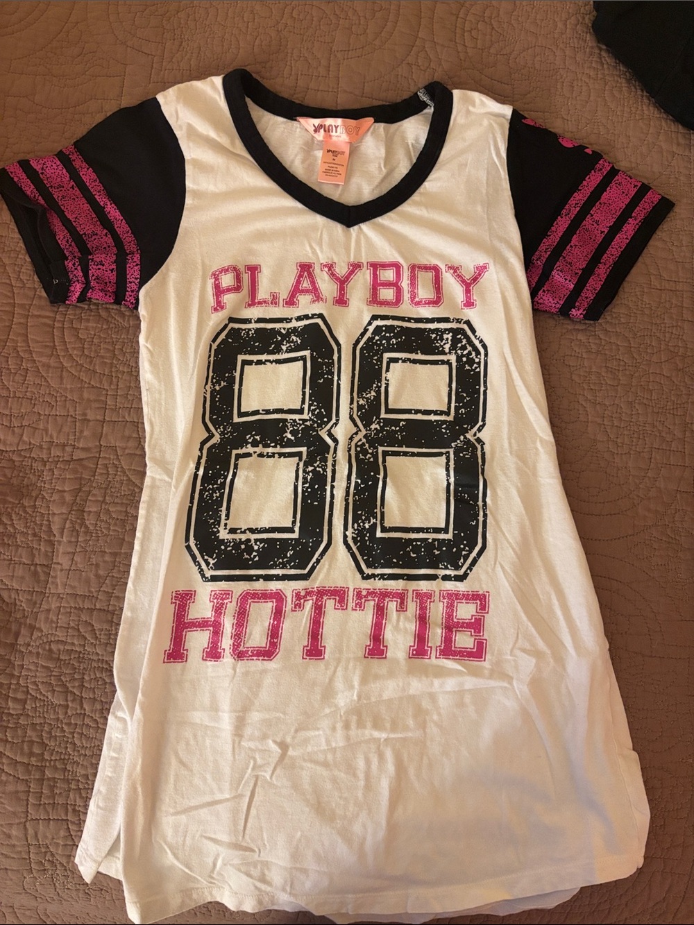 PLAYBOY Intimates White, Black & Pink '88 Hottie Graphic